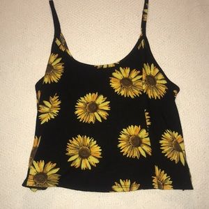 Forever 21 Black Sunflower Tank Size L